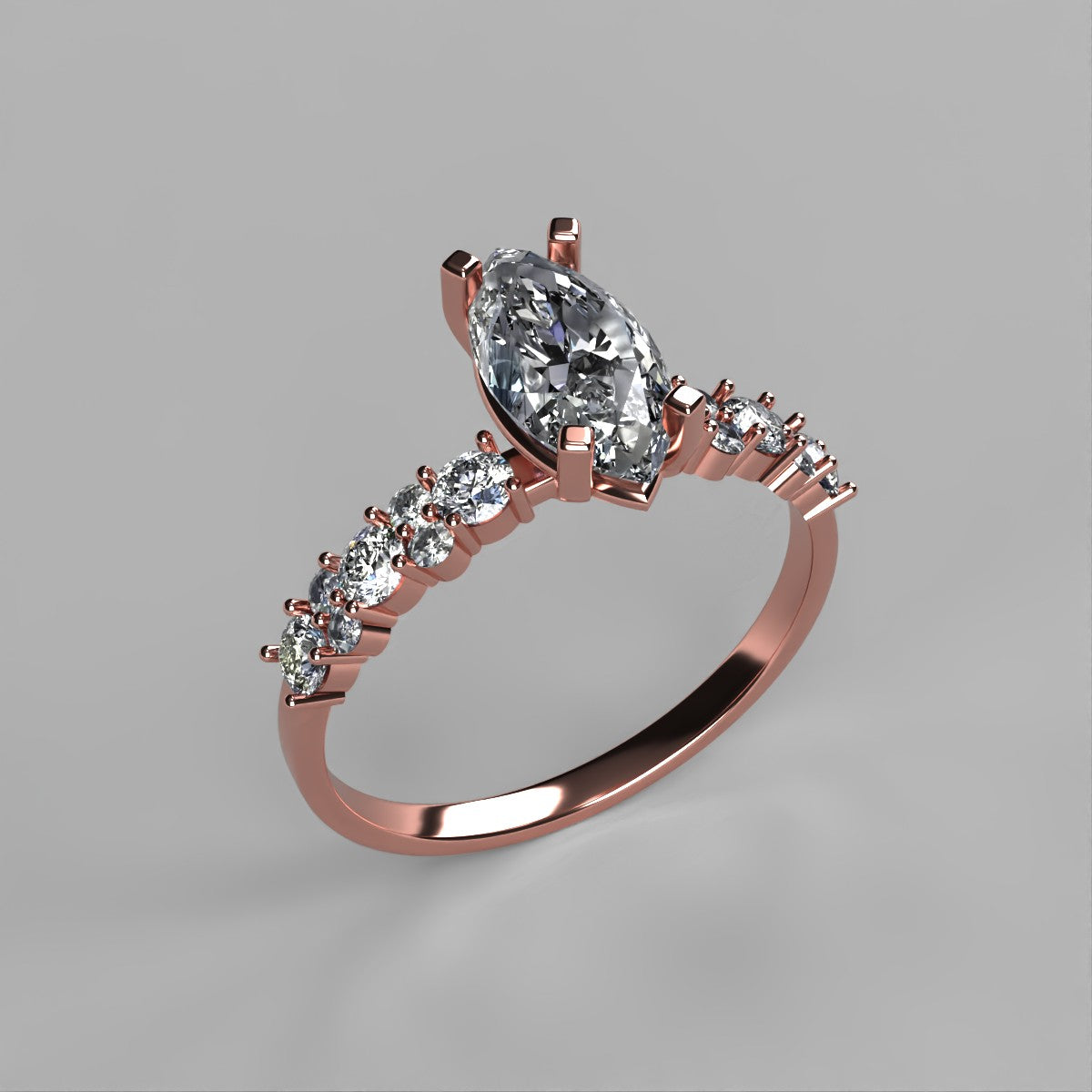 Anillo Danna en oro rosa corte marquise con circonia