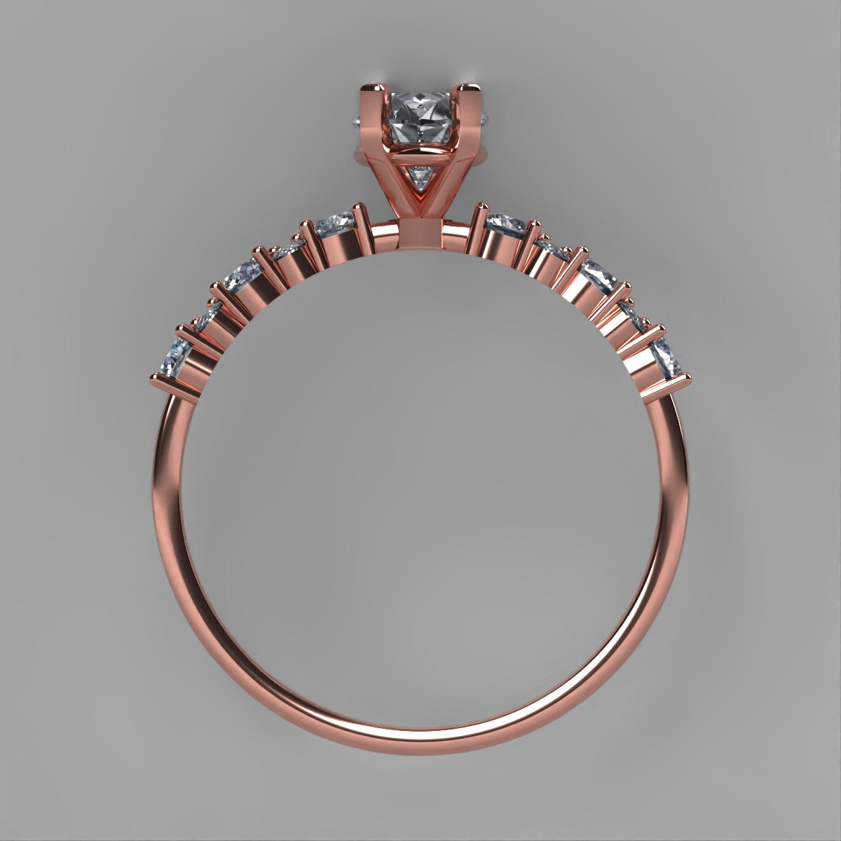 Anillo Danna en oro rosa corte marquise con diamante natural GIA