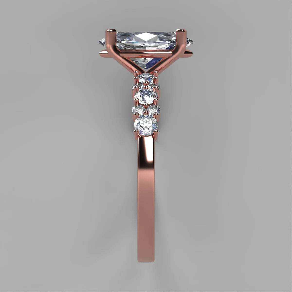 Anillo Danna en oro rosa corte marquise con diamante de laboratorio IGI