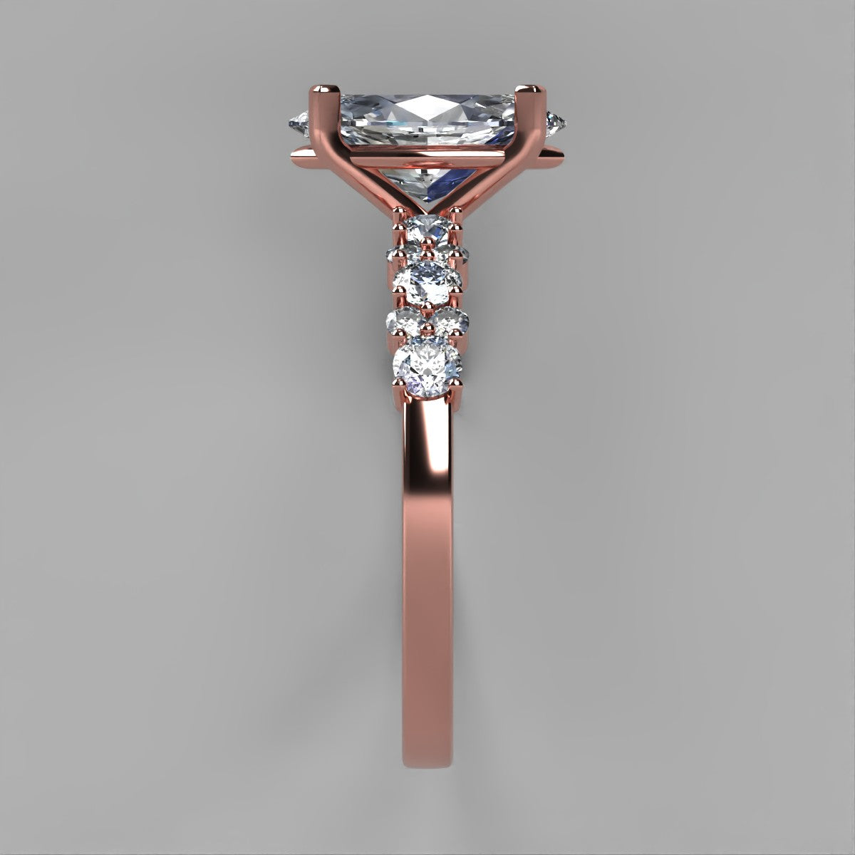 Anillo Danna en oro rosa corte marquise con diamante natural GIA