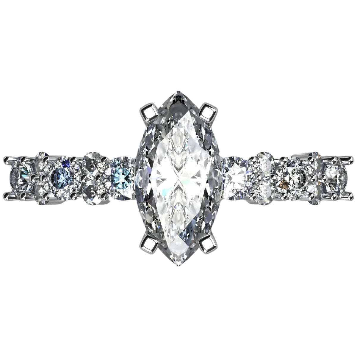 Anillo Danna en platino corte marquise con circonia