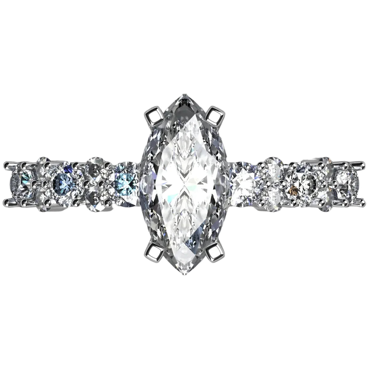 Anillo Danna en oro blanco corte marquise con diamante de laboratorio IGI