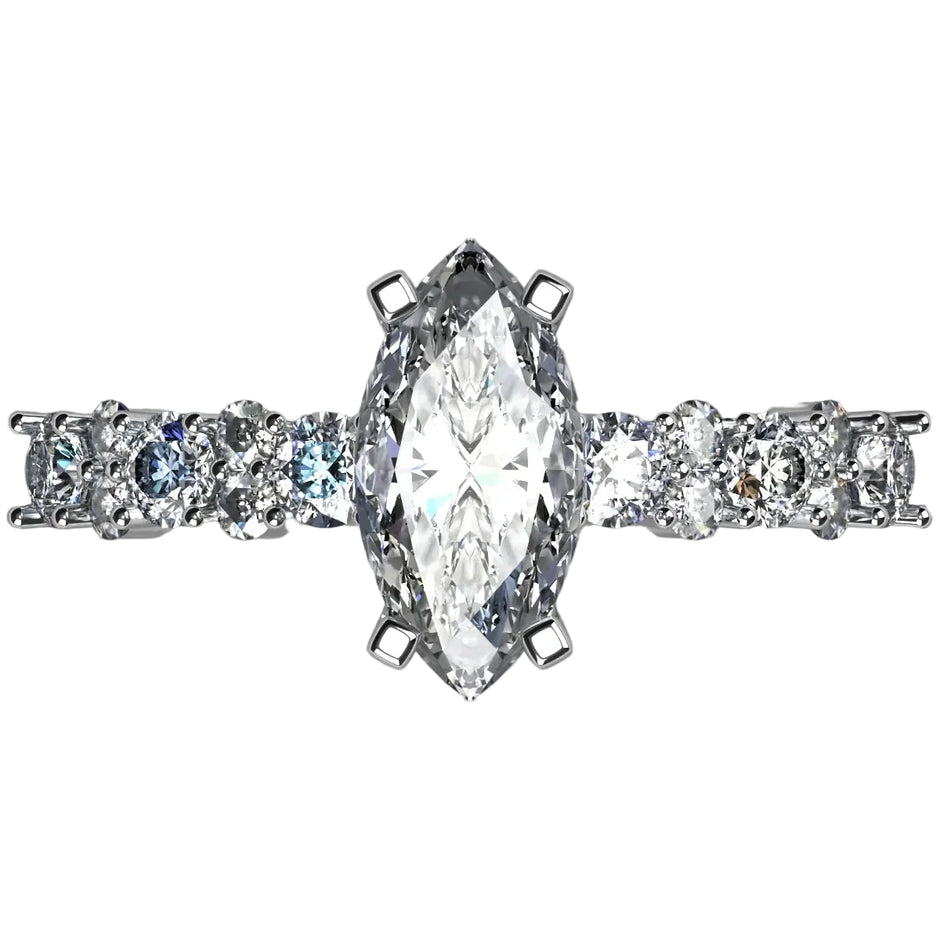 Anillo Danna en oro blanco corte marquise con diamante de laboratorio IGI