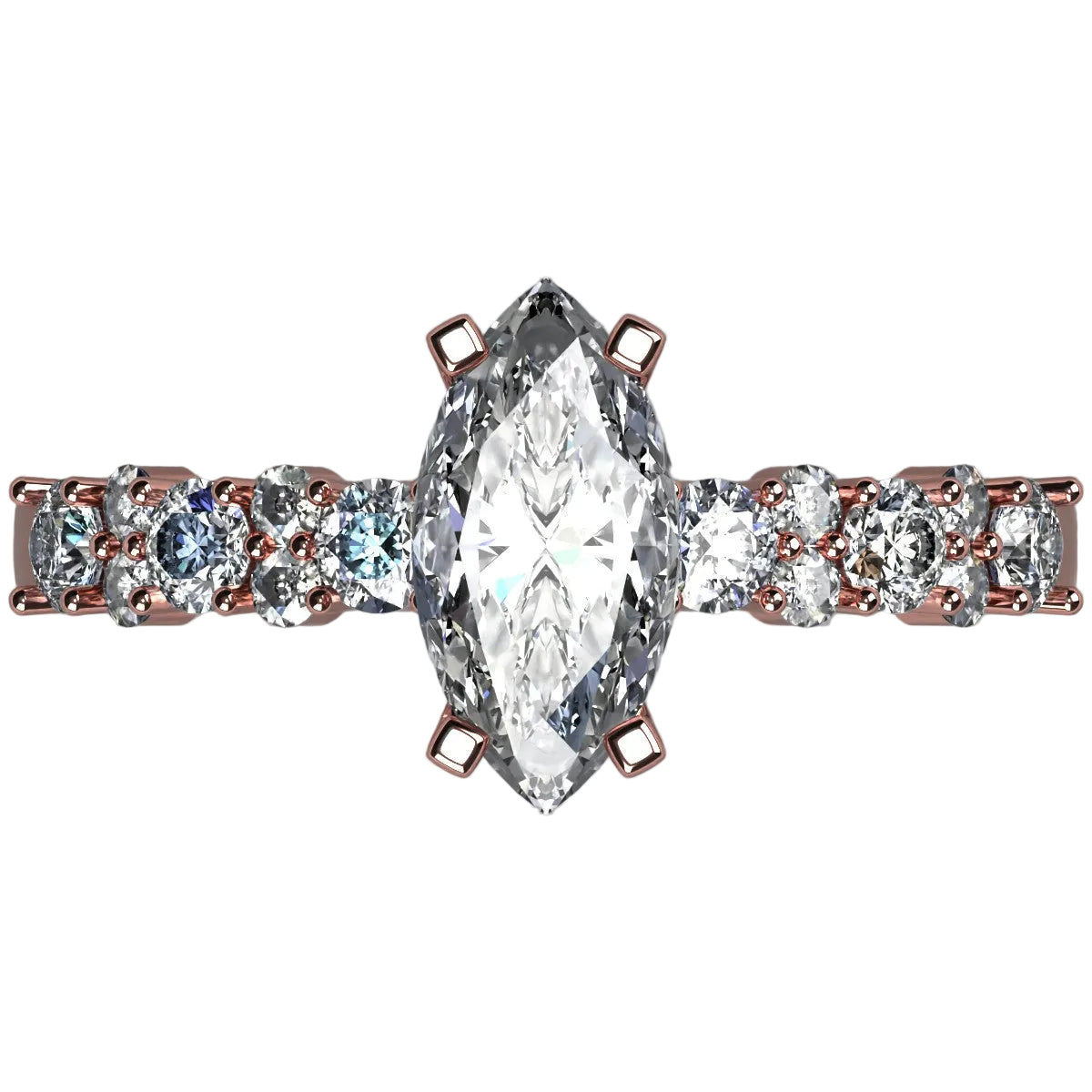 Anillo Danna en oro rosa corte marquise con circonia