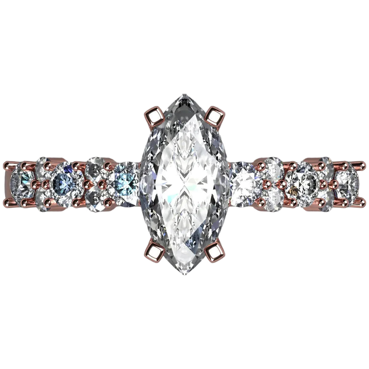 Anillo Danna en oro rosa corte marquise con diamante de laboratorio IGI