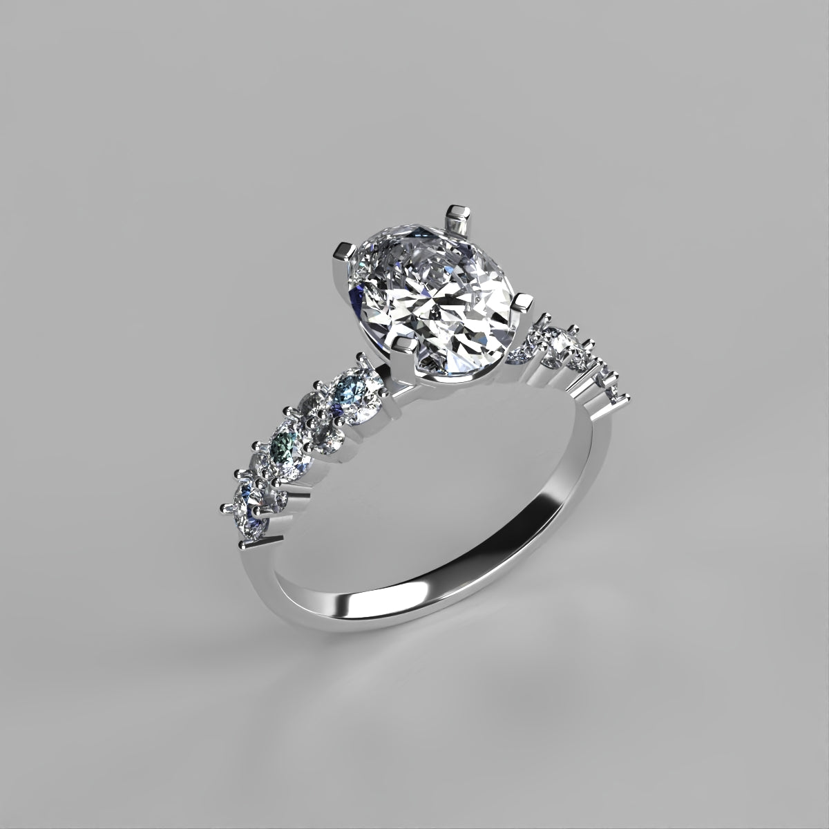 Anillo Danna en platino corte oval con circonia
