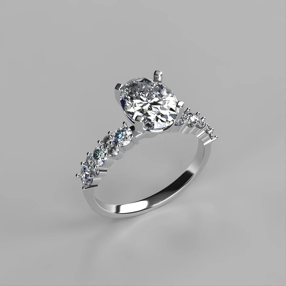 Anillo Danna en platino corte oval con diamante de laboratorio IGI
