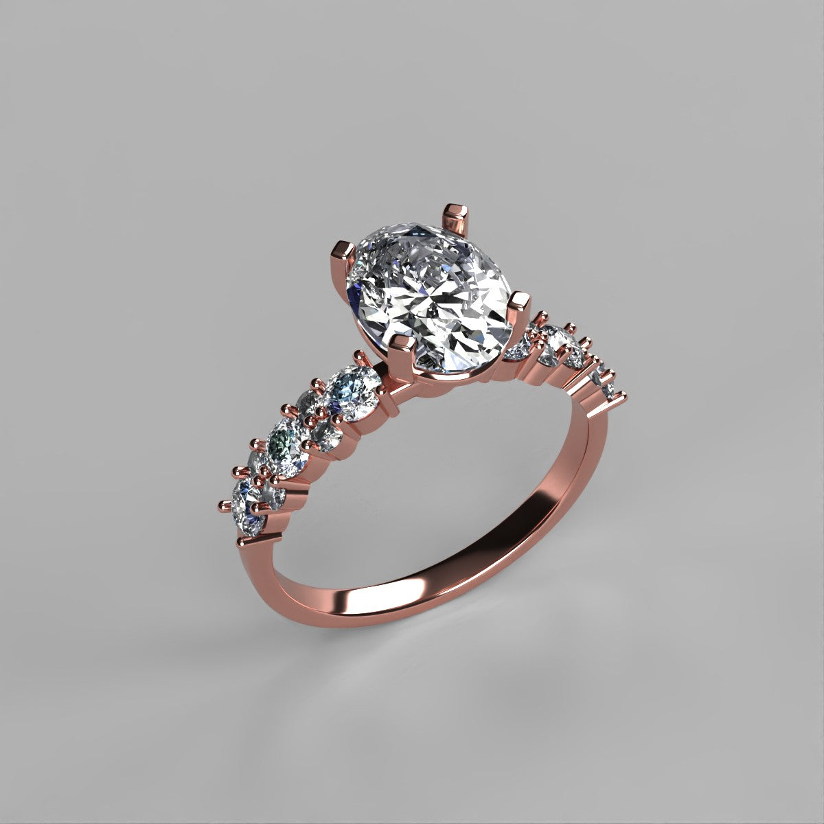Anillo Danna en oro rosa corte oval con circonia