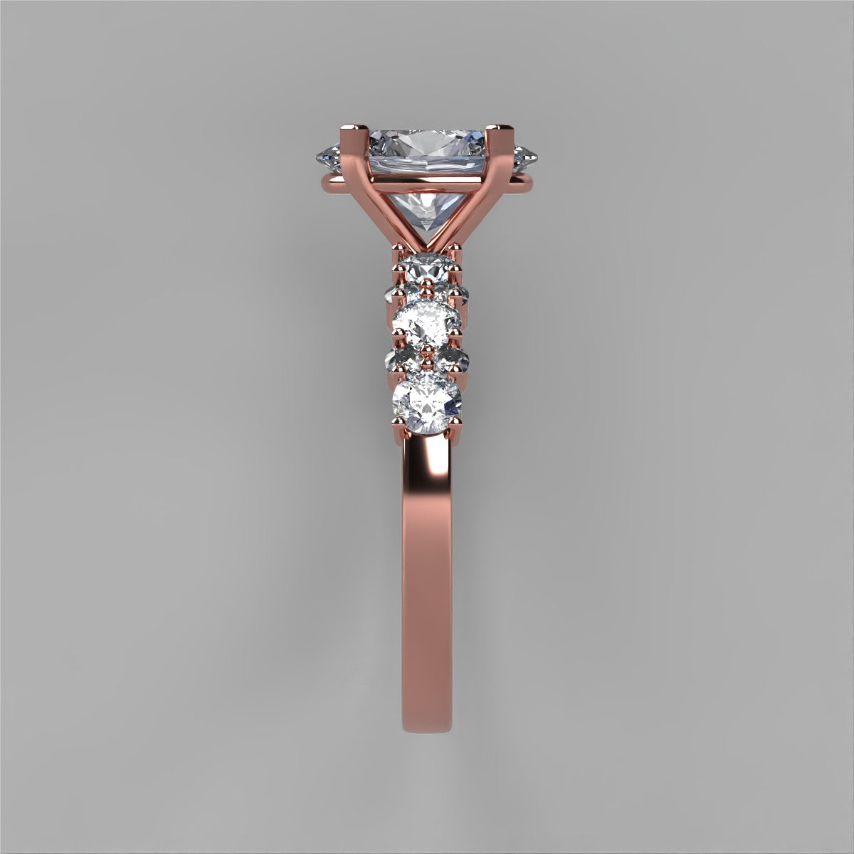 Anillo Danna en oro rosa corte oval con circonia