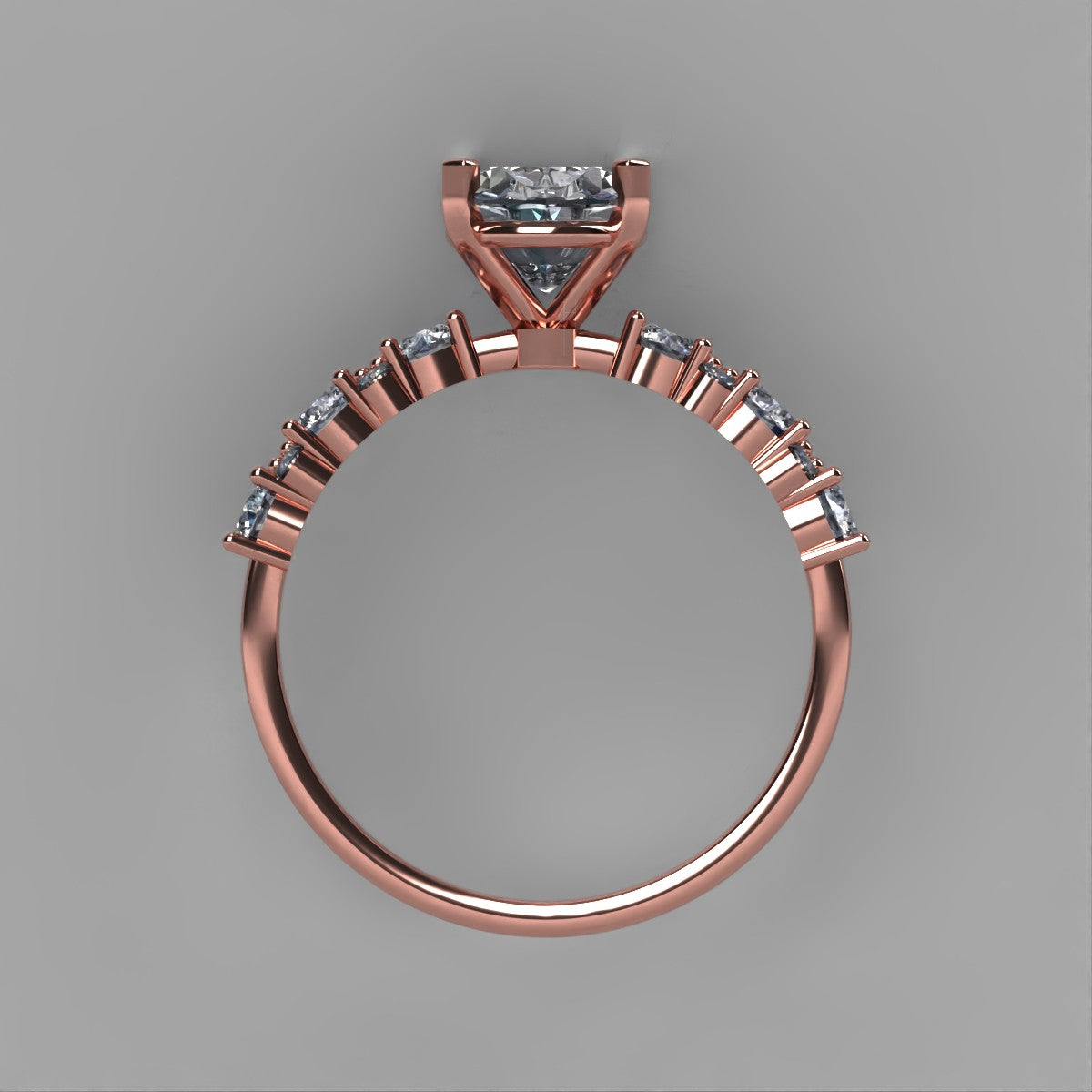 Anillo Danna en oro rosa corte oval con circonia