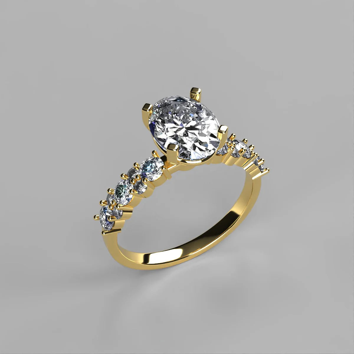 Anillo Danna en oro amarillo corte oval con diamante de laboratorio IGI