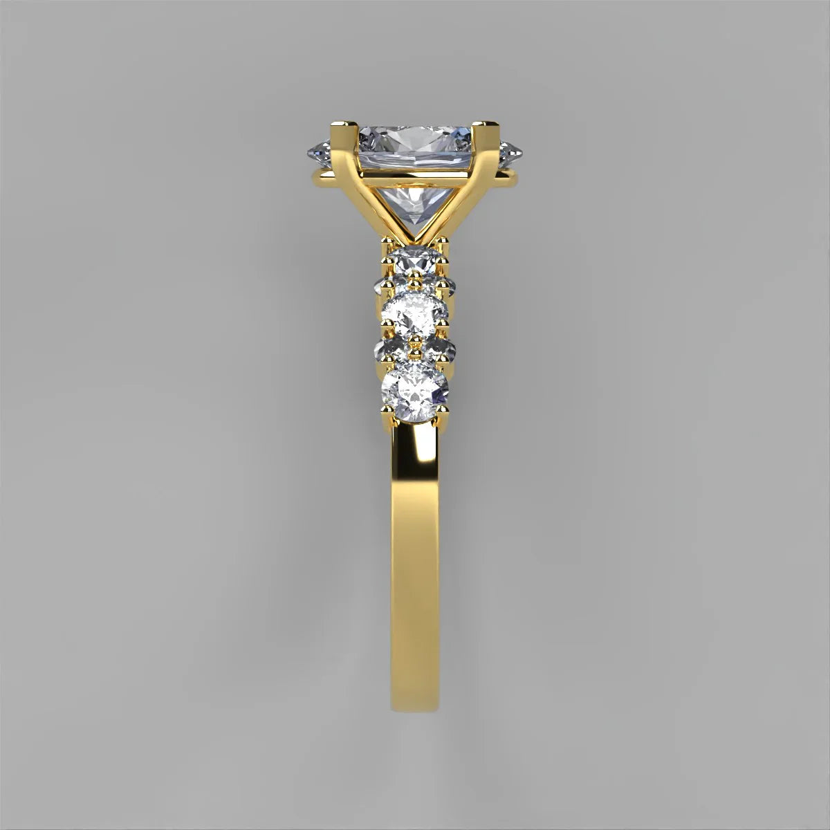 Anillo Danna en oro amarillo corte oval con diamante natural GIA