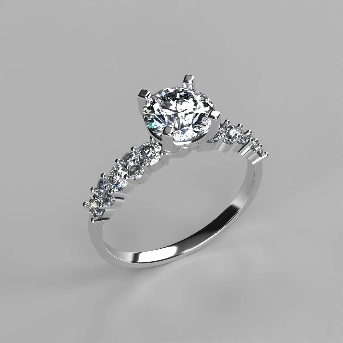 Anillo Danna en platino corte redondo con diamante de laboratorio IGI