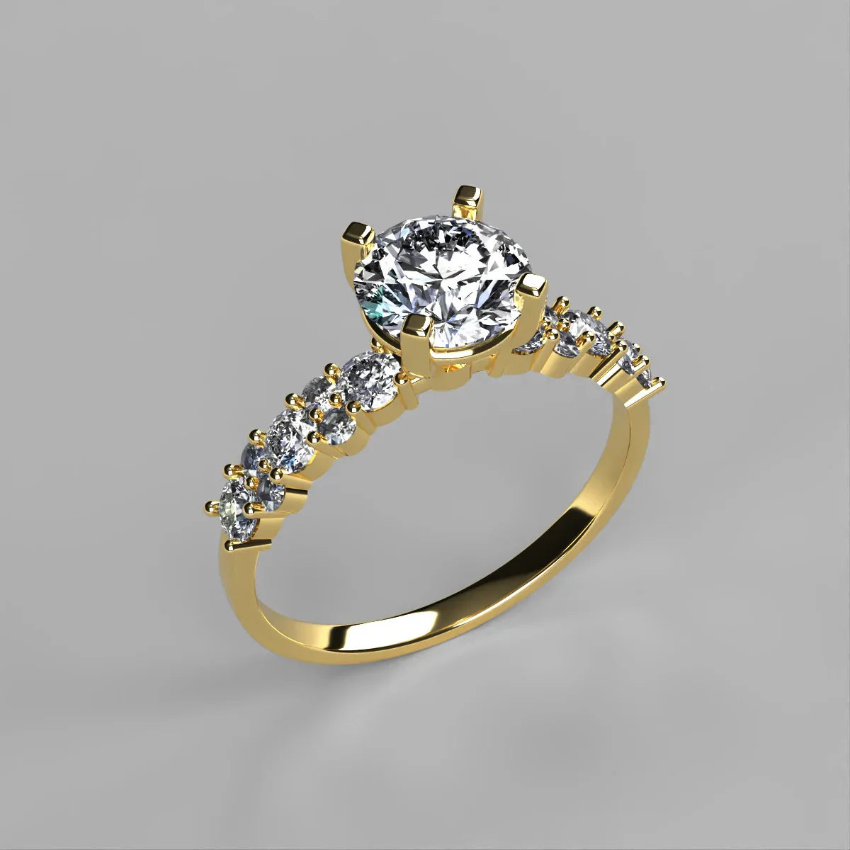 Anillo Danna en oro amarillo corte redondo con diamante natural GIA