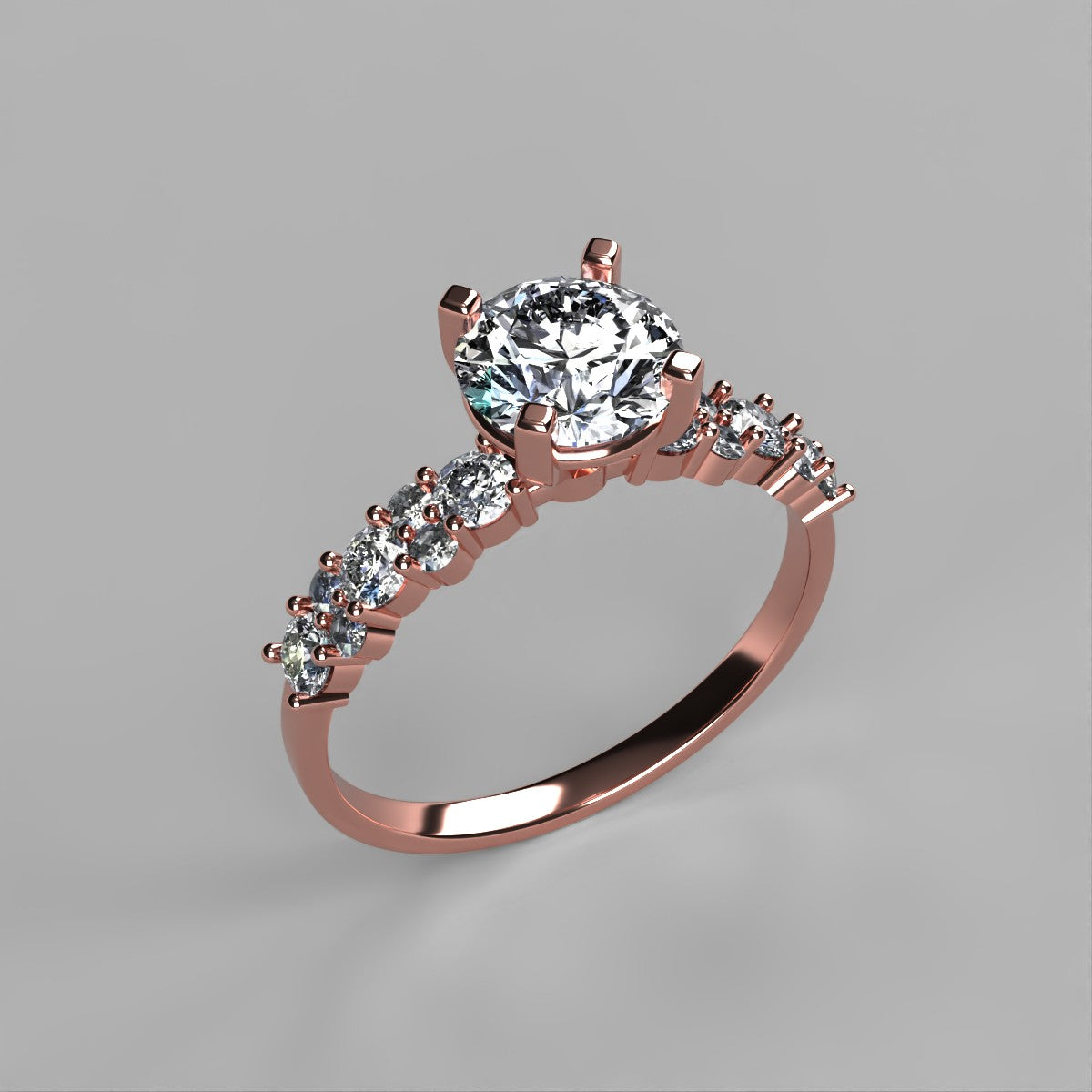 Anillo Danna en oro rosa corte redondo con circonia