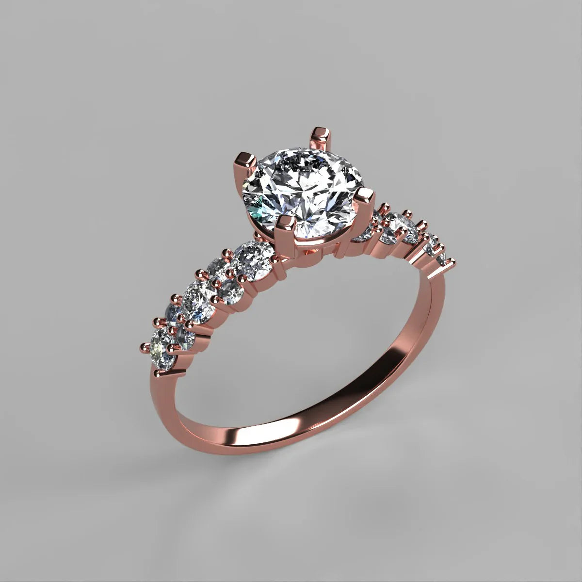 Anillo Danna en oro rosa corte redondo con diamante natural GIA