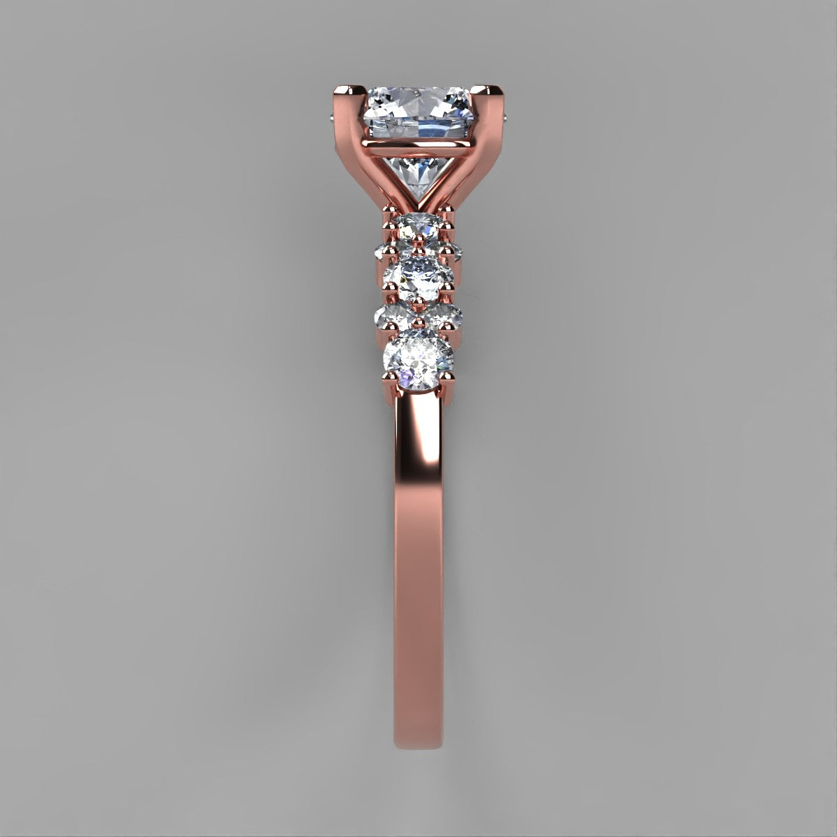 Anillo Danna en oro rosa corte redondo con circonia