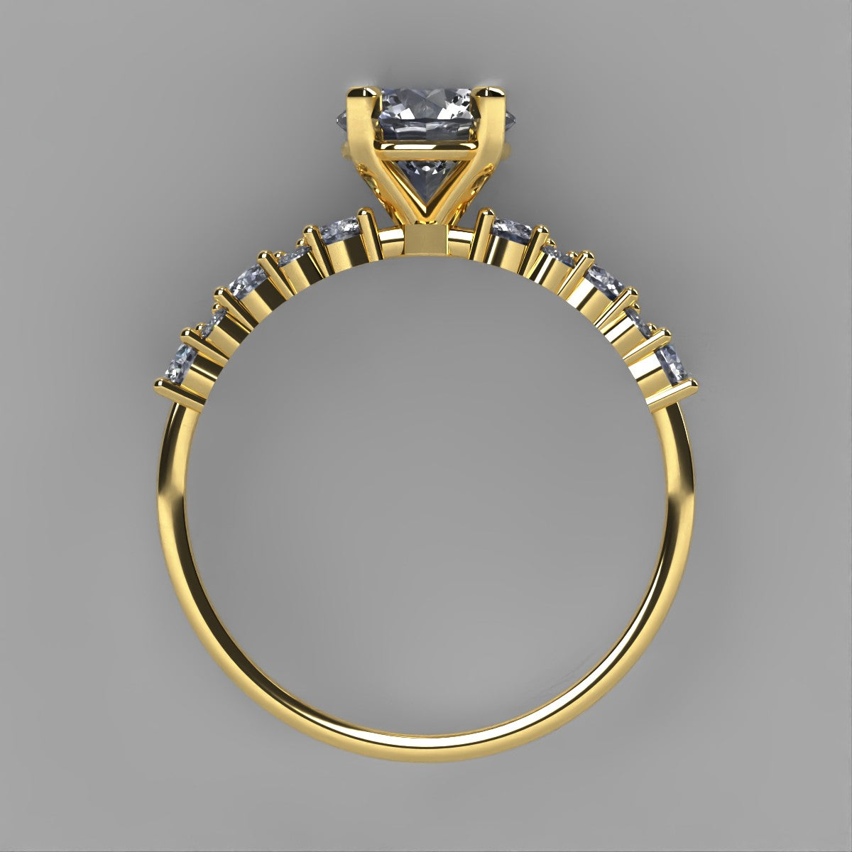 Anillo Danna en oro amarillo corte redondo con circonia
