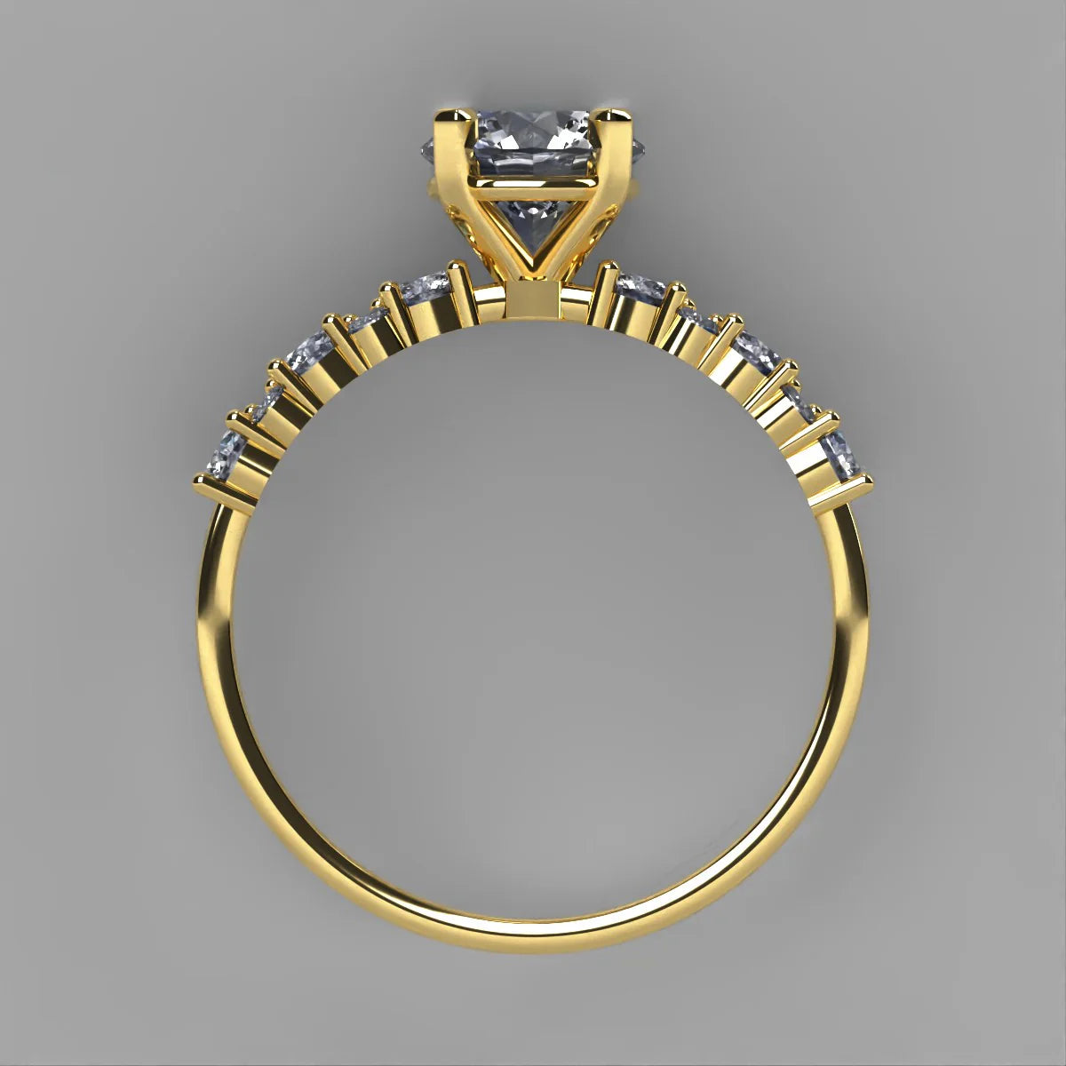 Anillo Danna en oro amarillo corte redondo con diamante natural GIA