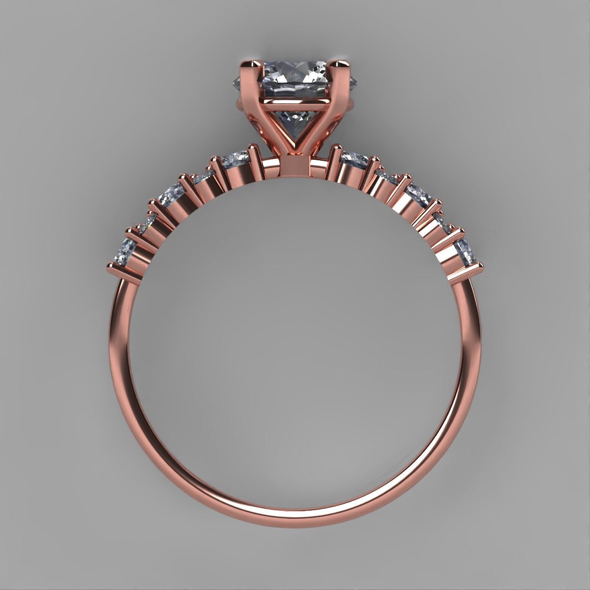 Anillo Danna en oro rosa corte redondo con circonia