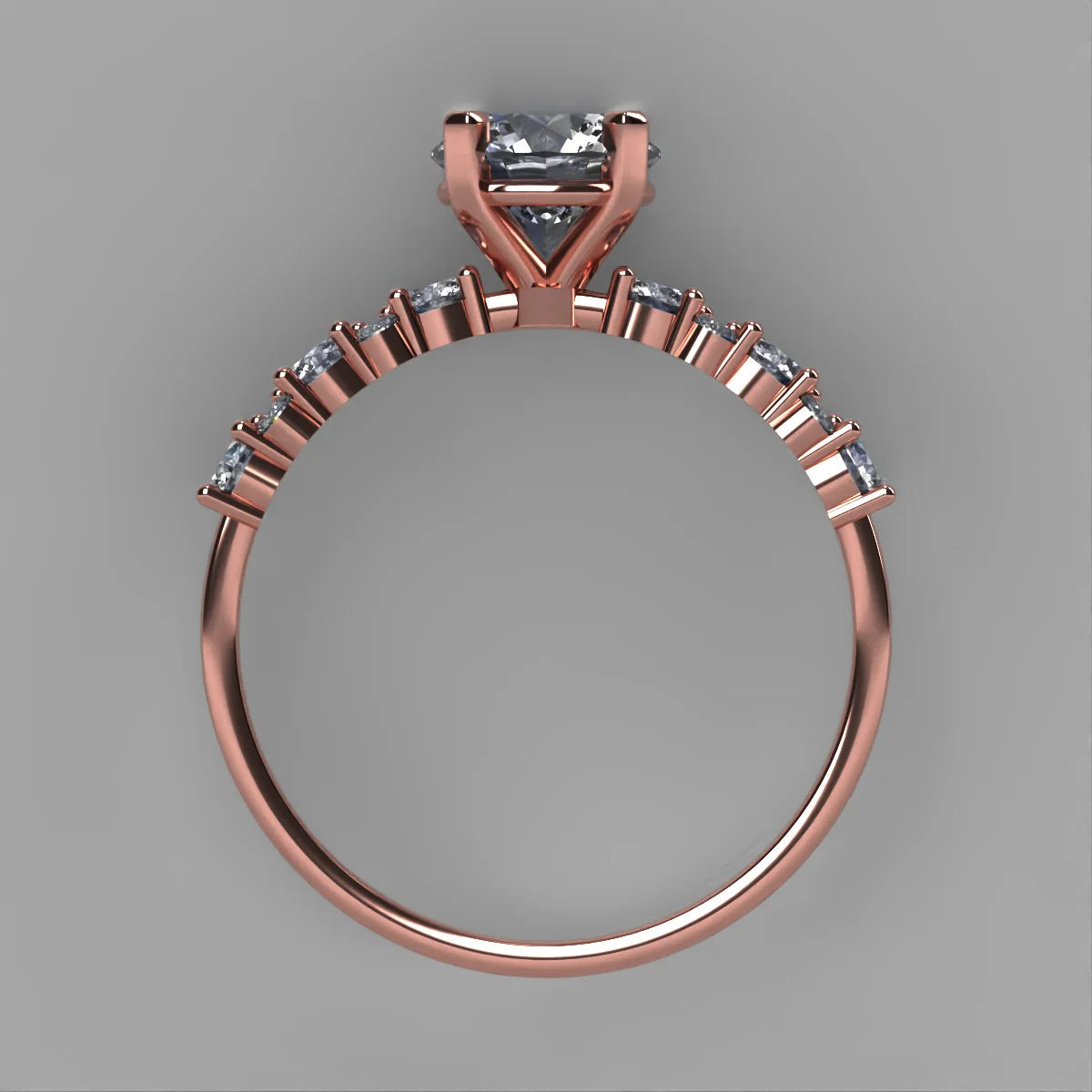 Anillo Danna en oro rosa corte redondo con diamante de laboratorio IGI