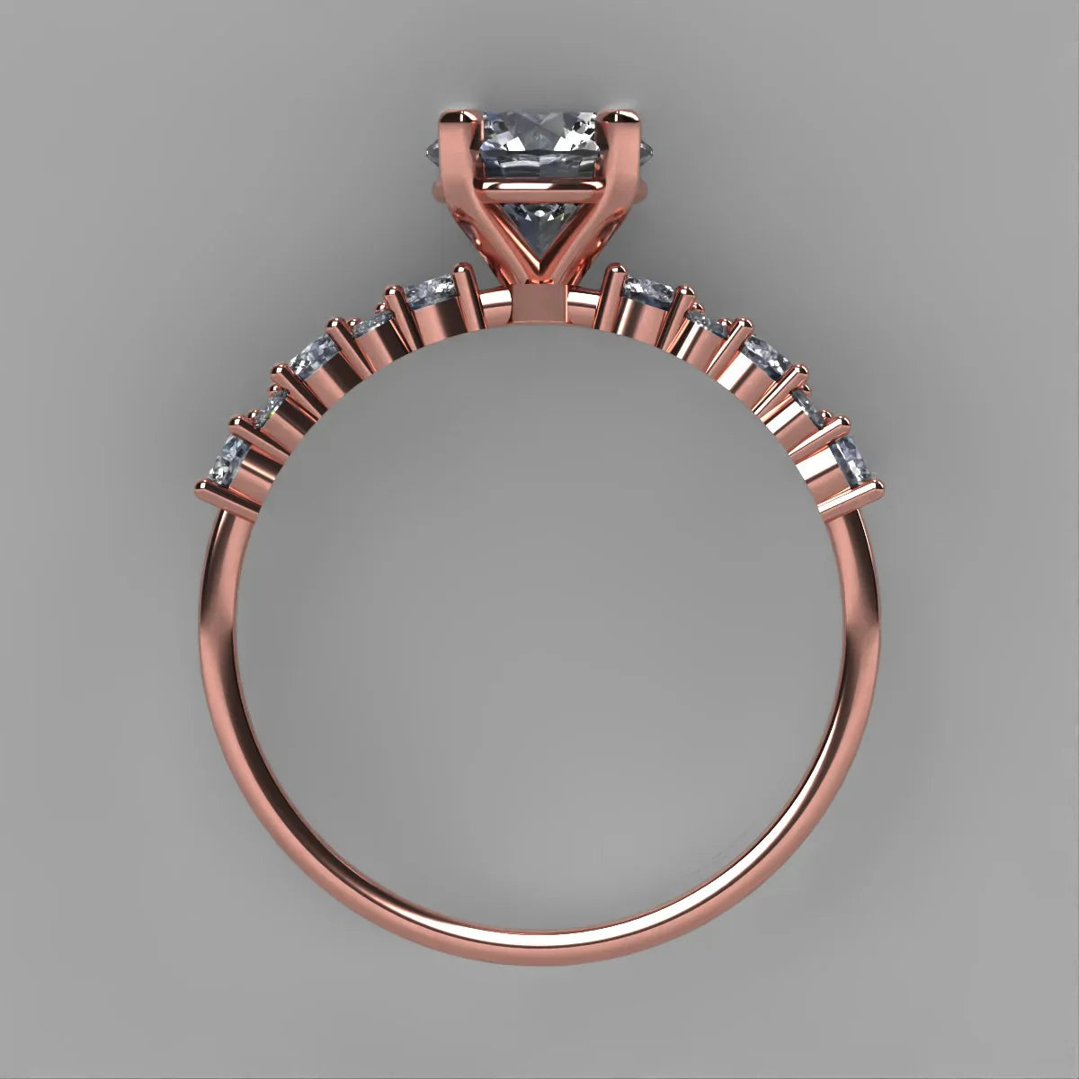Anillo Danna en oro rosa corte redondo con diamante natural GIA