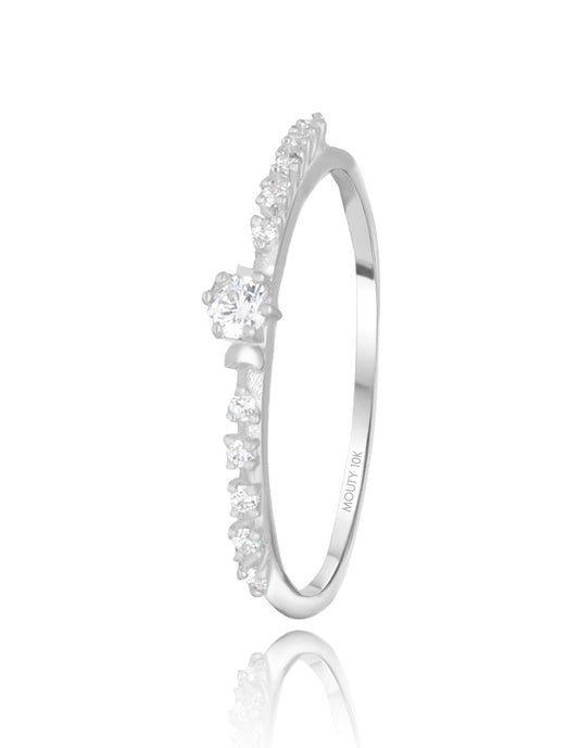 Anillo Danielle en oro blanco de 10k con circonias