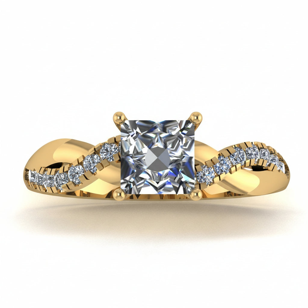 Anillo Zacil en Oro corte princess
