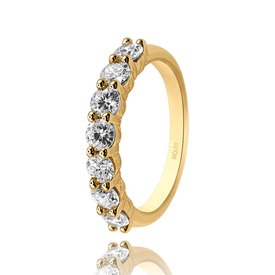 Anillo media churumbela en oro amarillo 14k con diamantes de laboratorio 1.0cts