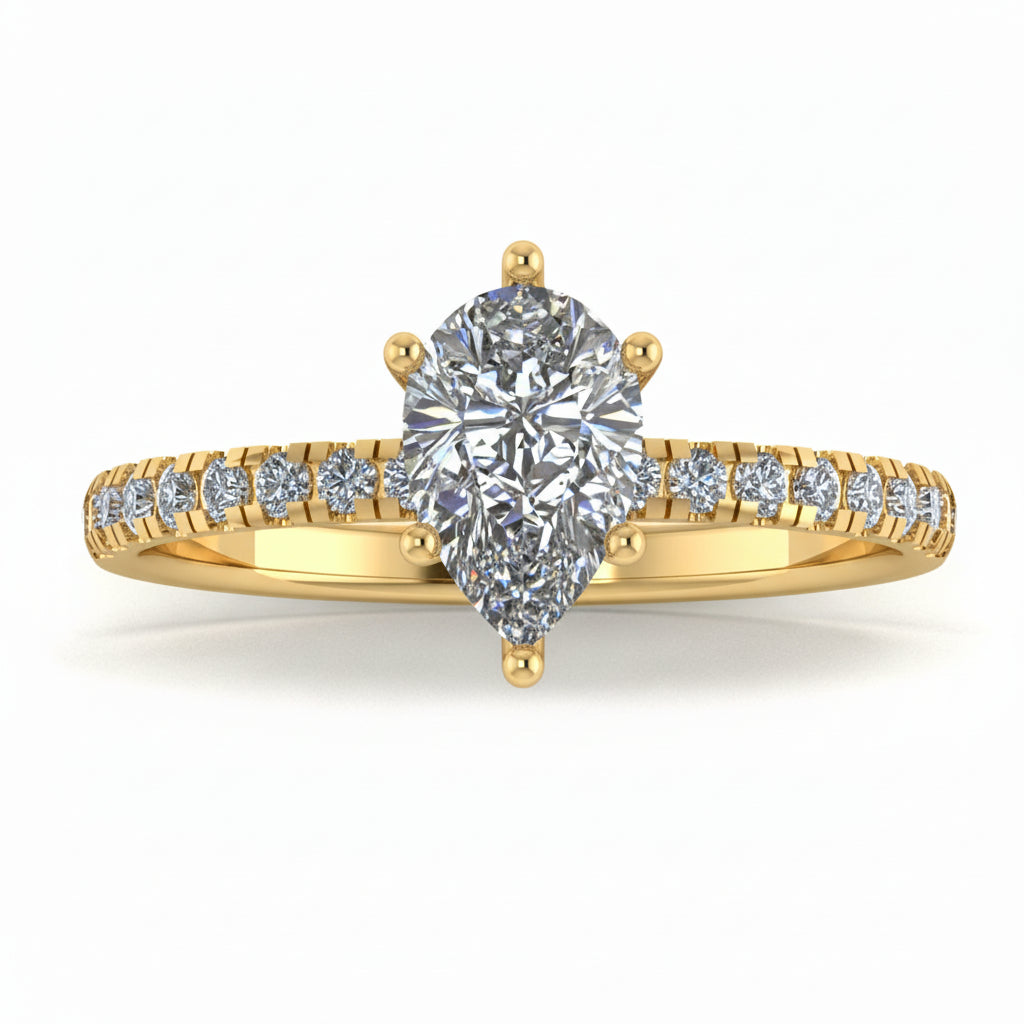 Anillo Val en oro corte pera
