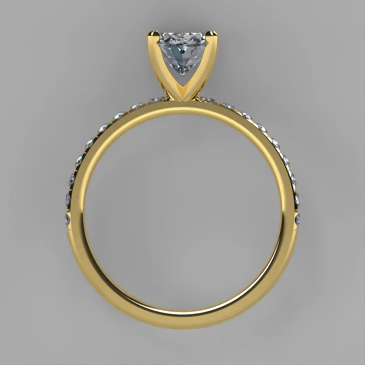 Anillo Meghan en oro amarillo corte oval con circonia