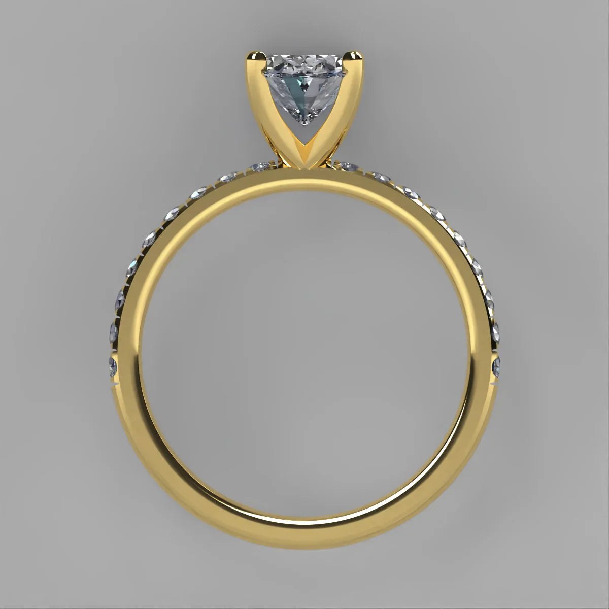 Anillo Meghan en oro amarillo corte oval con diamante natural GIA