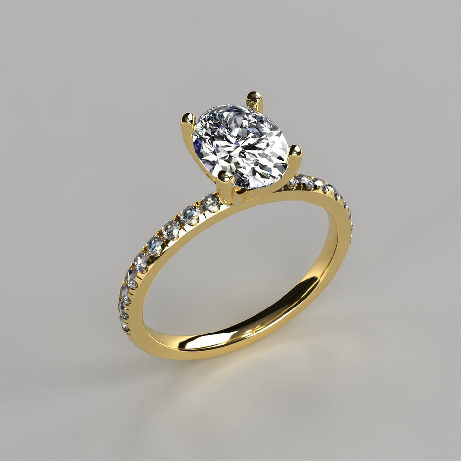 Anillo Meghan en oro con diamante de laboratorio corte oval 1.00ct