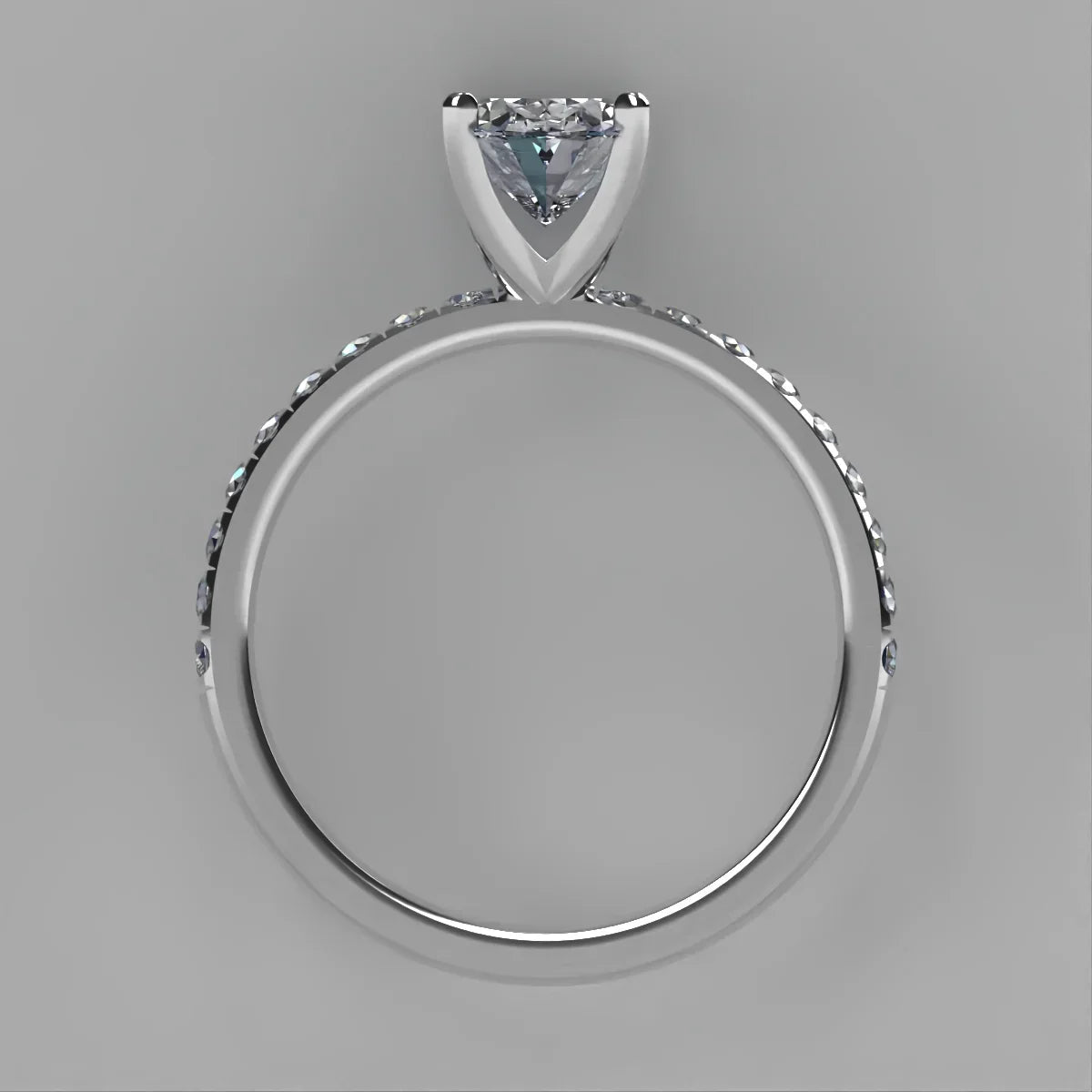 Anillo Meghan en platino corte oval con circonia