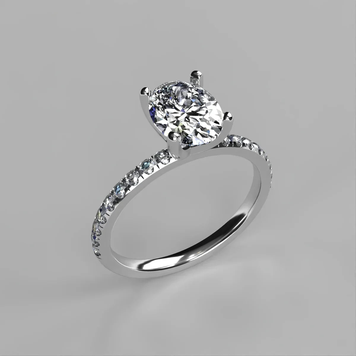 Anillo Meghan en oro blanco corte oval con diamante natural GIA