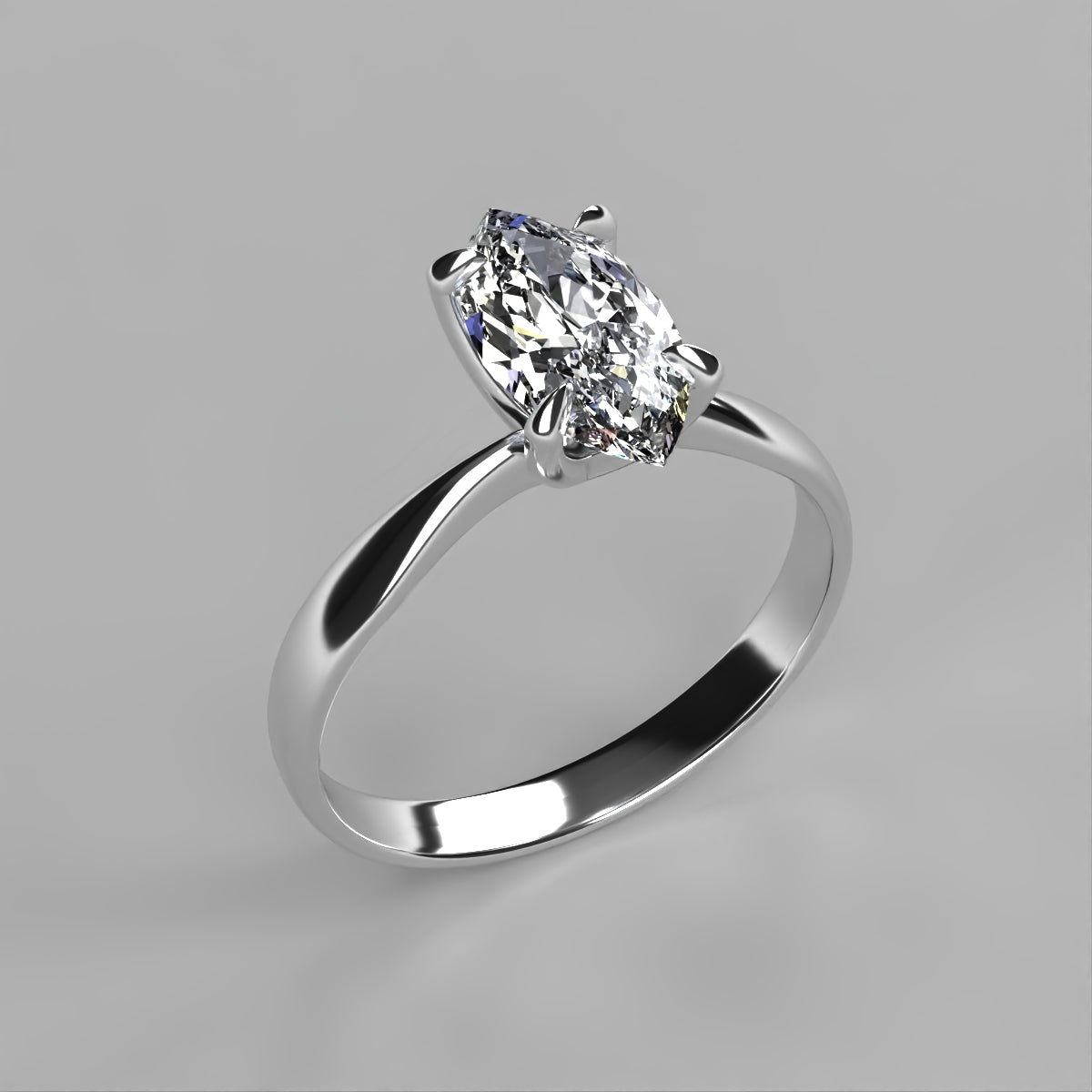 Anillo Emily en oro blanco corte marquise con circonia