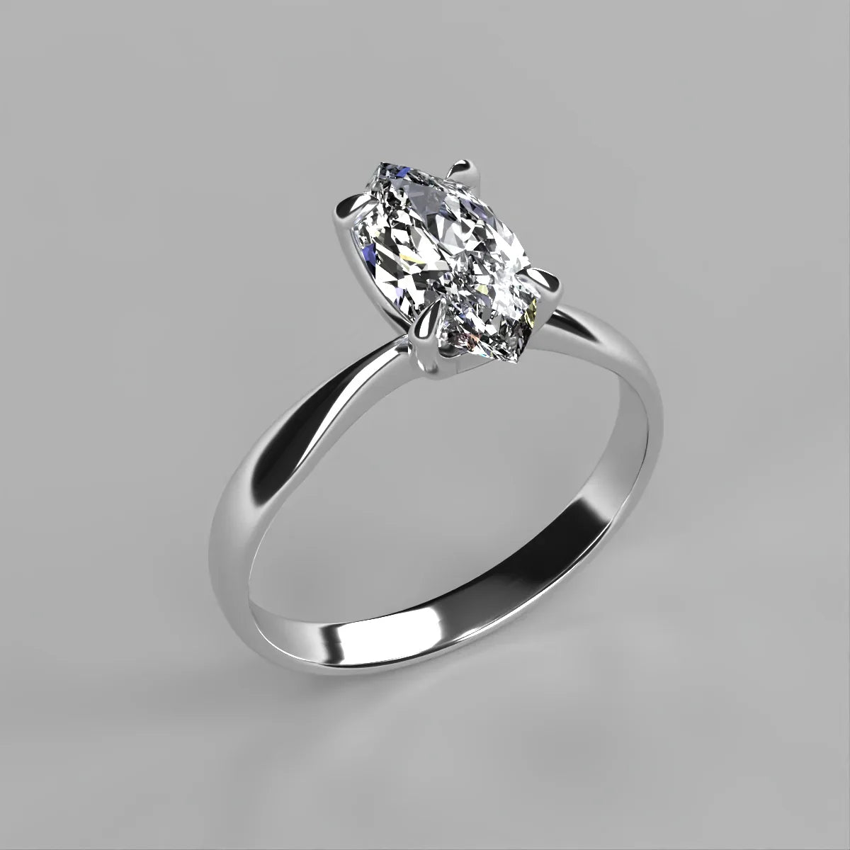 Anillo Emily en oro blanco corte marquise con diamante natural GIA