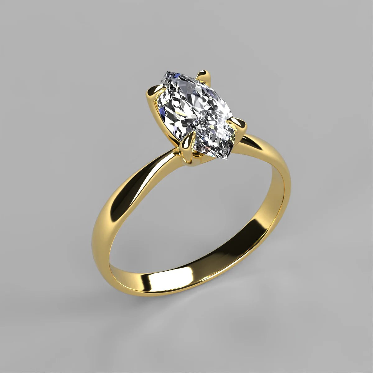 Anillo Emily en oro amarillo corte marquise  con diamante de laboratorio IGI
