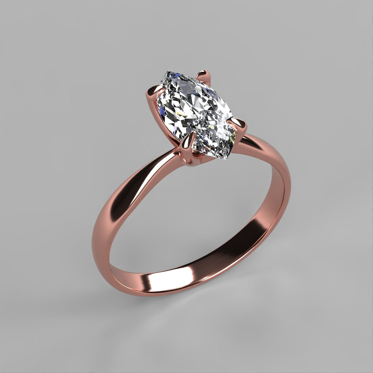 Anillo Emily en oro rosa corte marquise con circonia