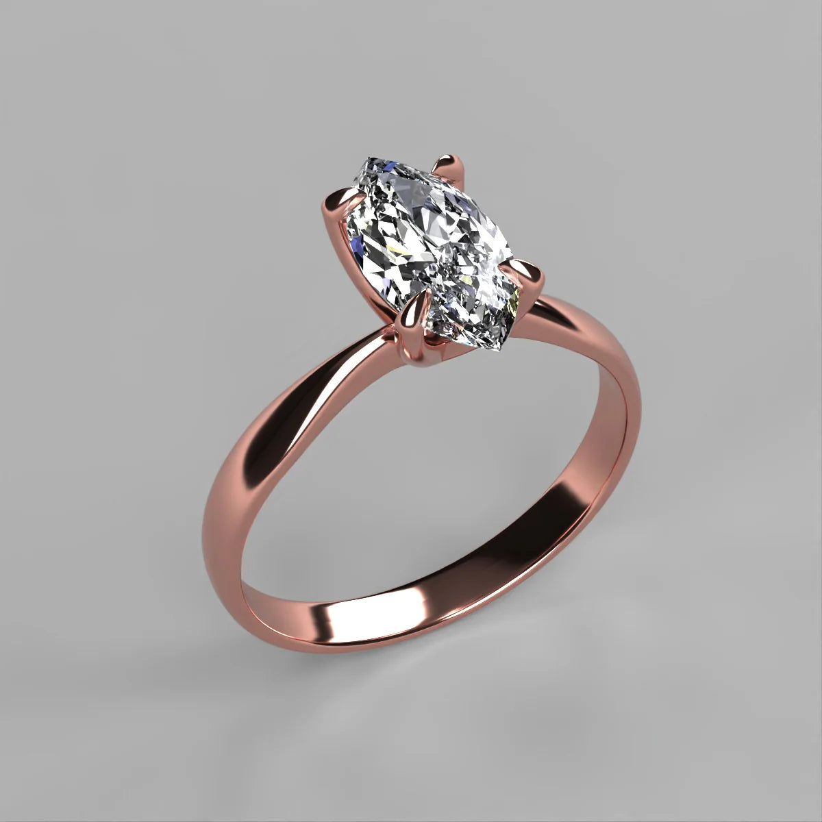 Anillo Emily en oro rosa corte marquise con diamante de laboratorio IGI