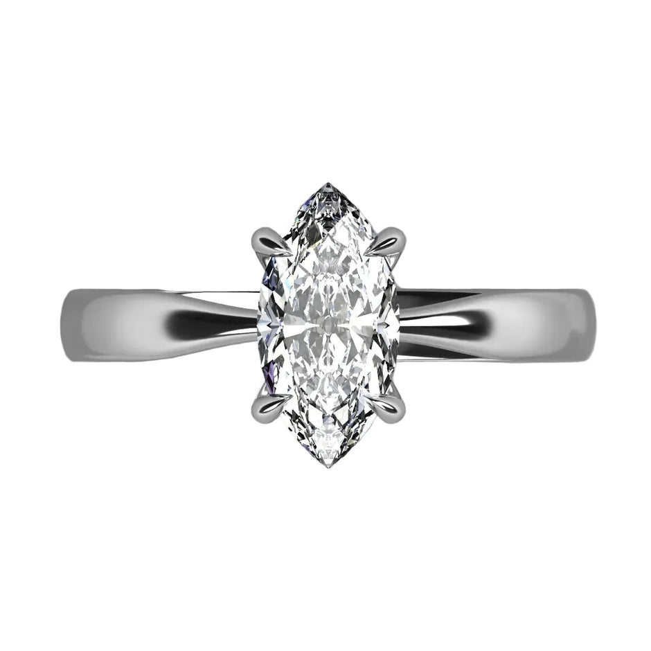 Anillo Emily en platino corte marquise con diamante natural GIA