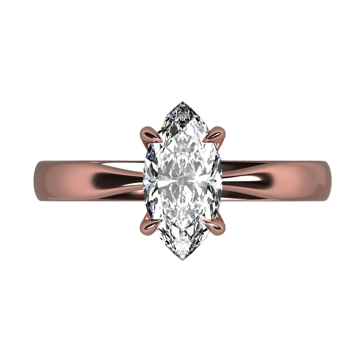 Anillo Emily en oro rosa corte marquise con circonia