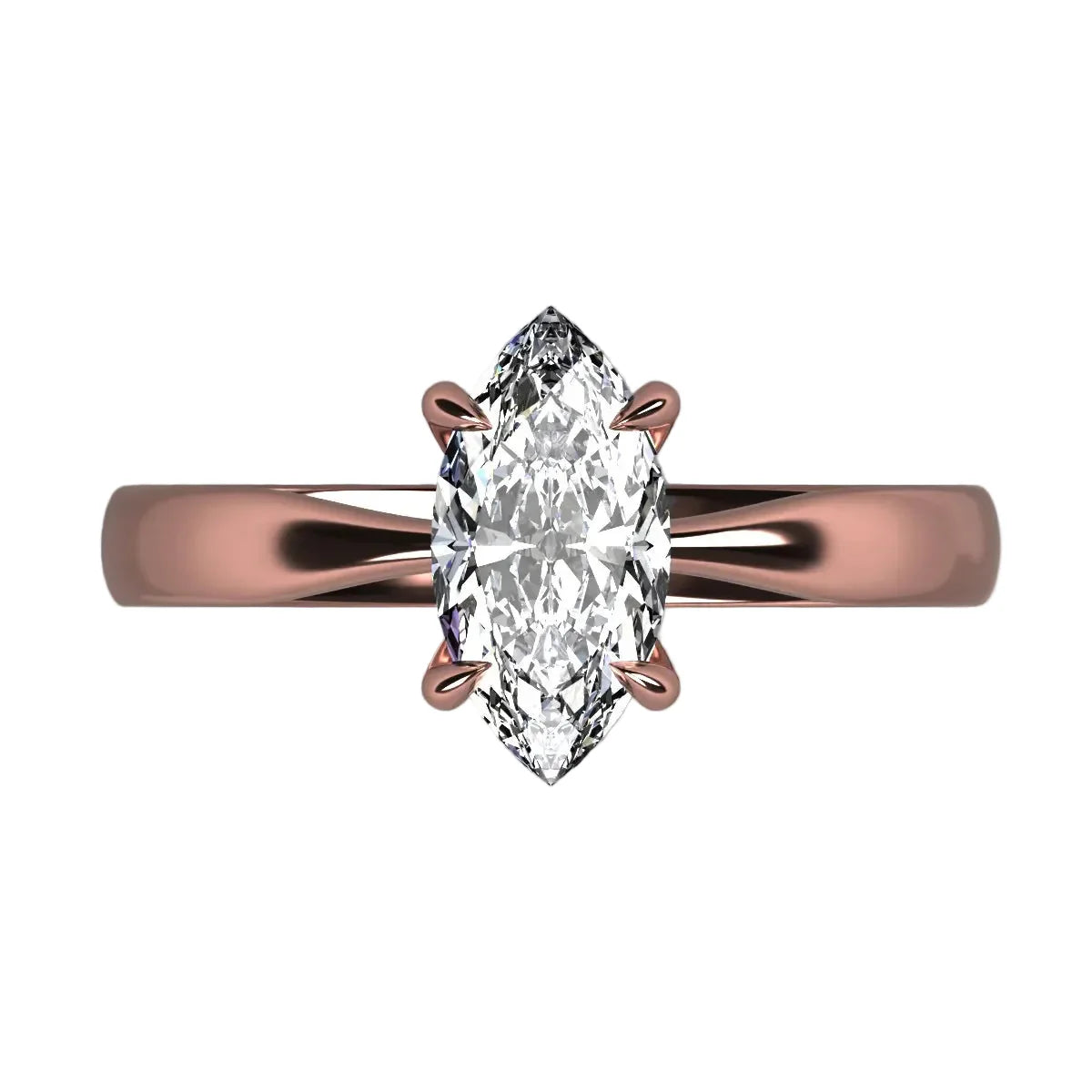 Anillo Emily en oro rosa corte Marquise con diamante natural GIA