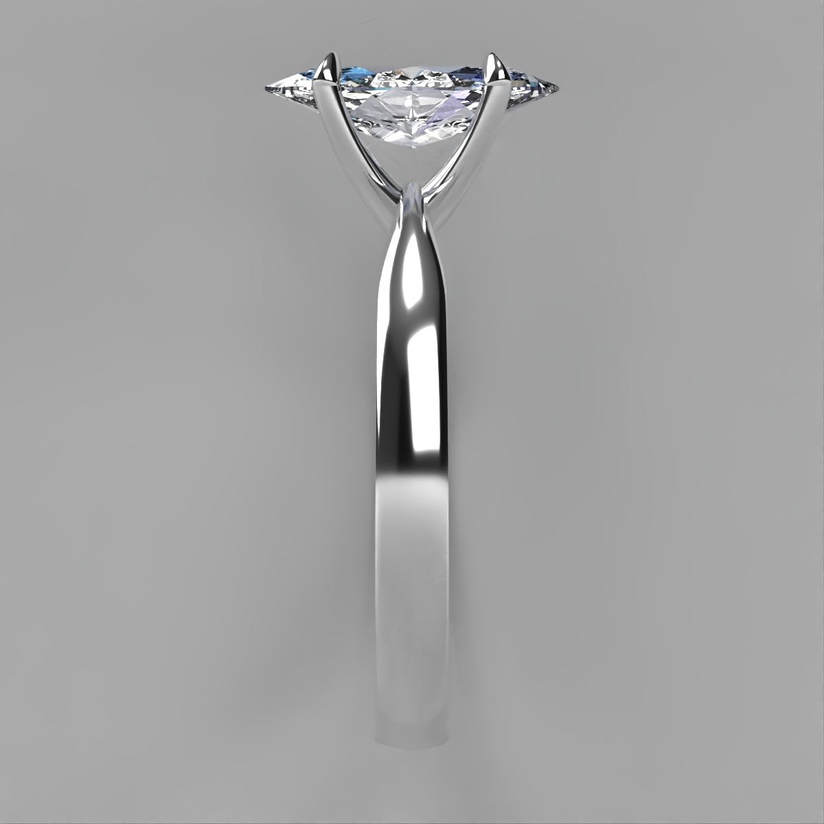Anillo Emily en oro blanco corte marquise con circonia
