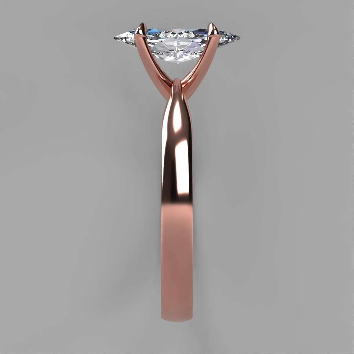 Anillo Emily en oro rosa corte marquise con diamante de laboratorio IGI