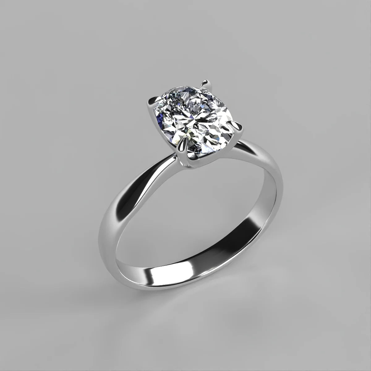 Anillo Emily en oro blanco corte oval con diamante natural GIA