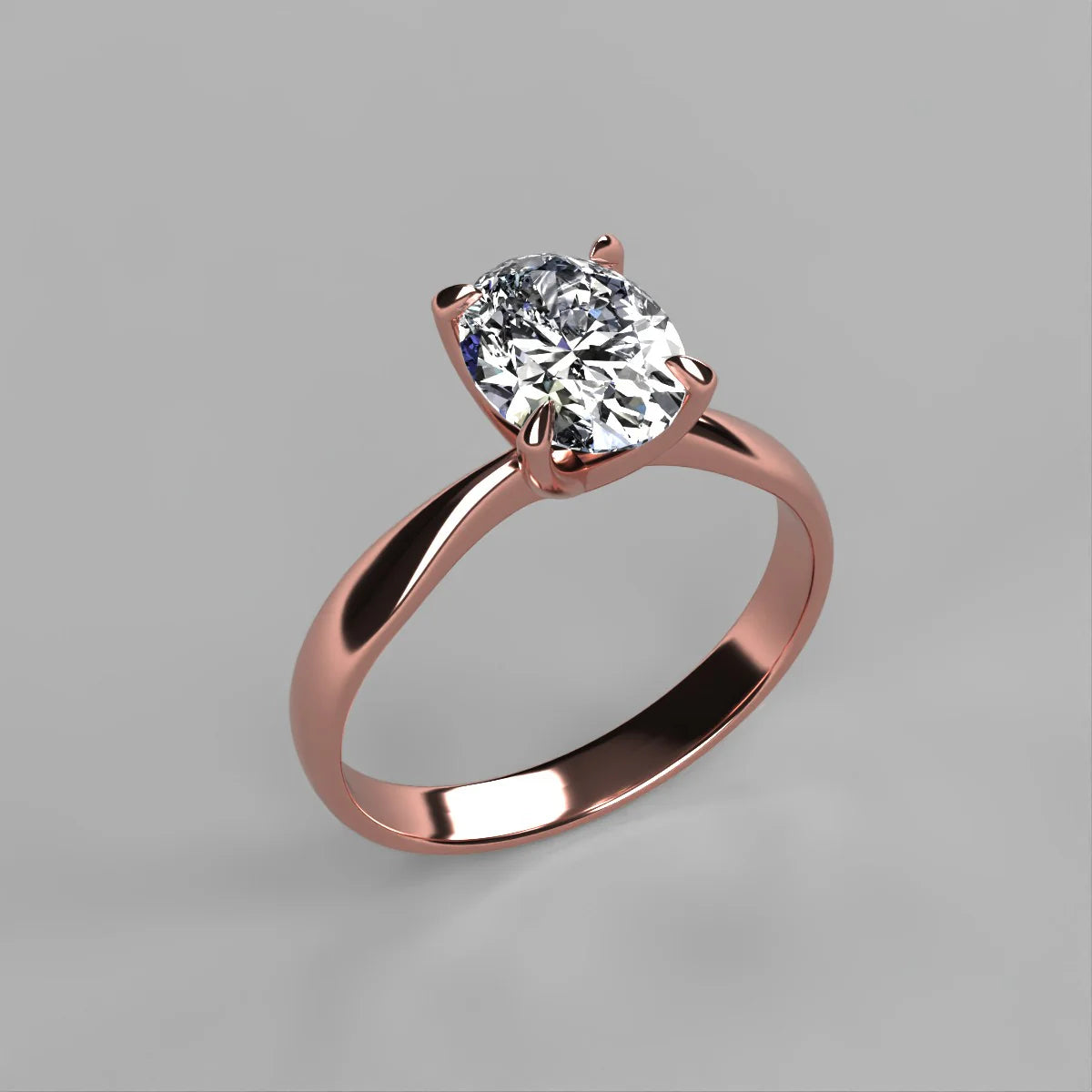 Anillo Emily en oro rosa corte Oval con diamante natural GIA