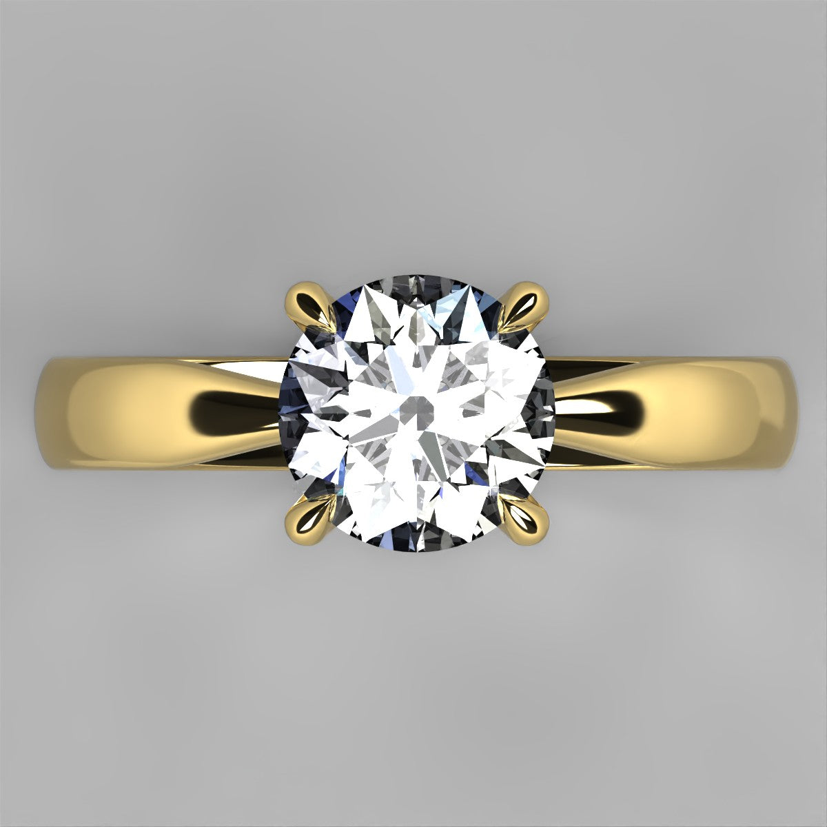 Anillo Emily en oro corte redondo