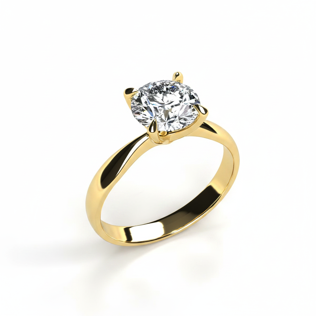 Anillo Emily en oro con moissanita corte redondo 1.00ct