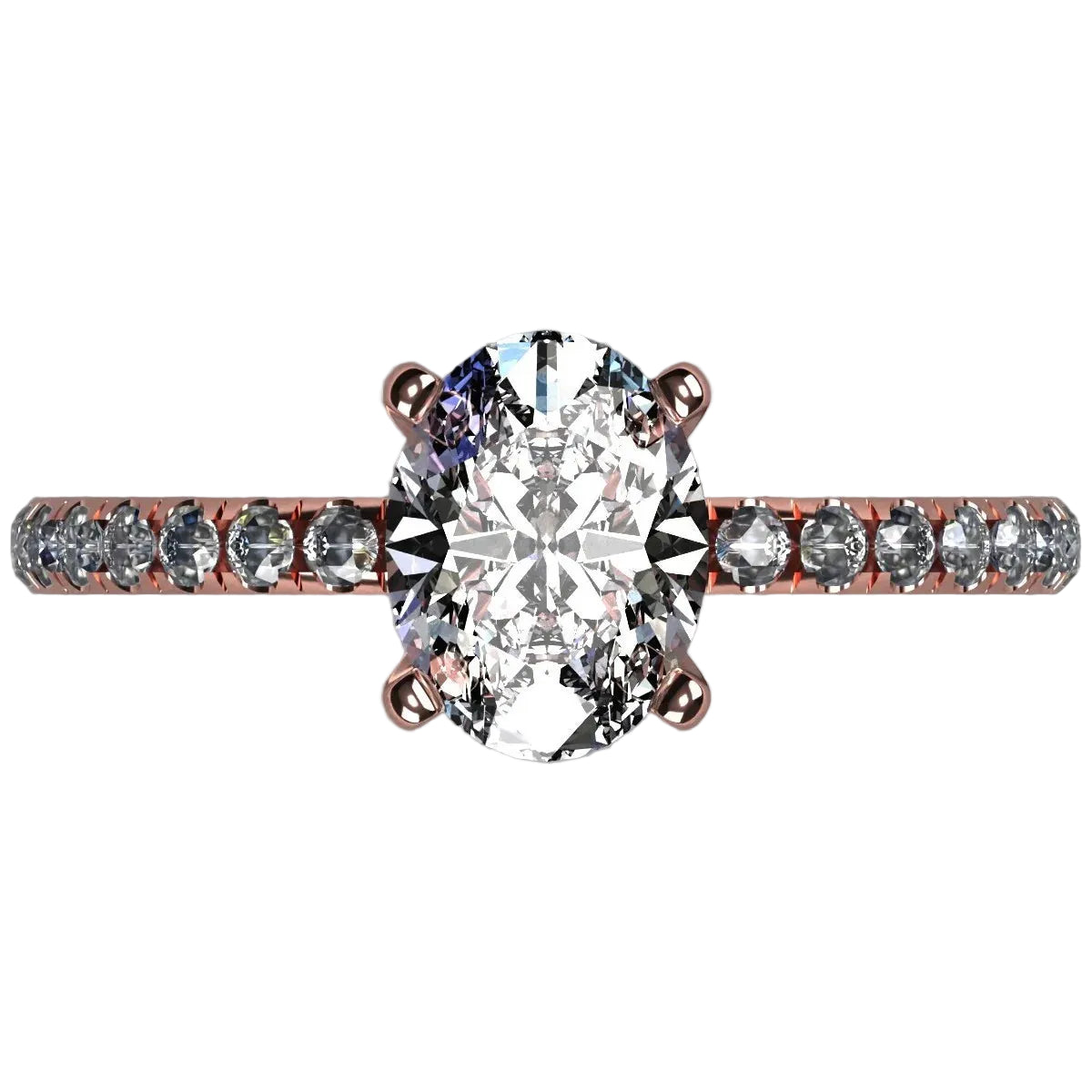 Anillo Meghan en oro rosa corte oval con diamante de laboratorio IGI